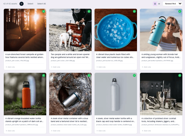 Asset library grid — 42 assets